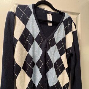NWT John Gault  Argyle cardigan